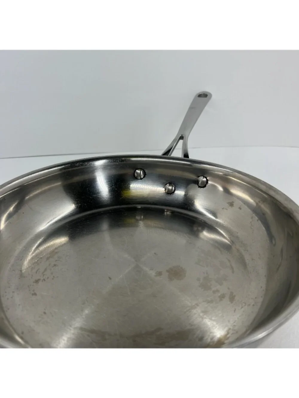 Dacor Hot Dots Stainless Steel Frying Pan Long Handle 10 in Skillet Round Silver